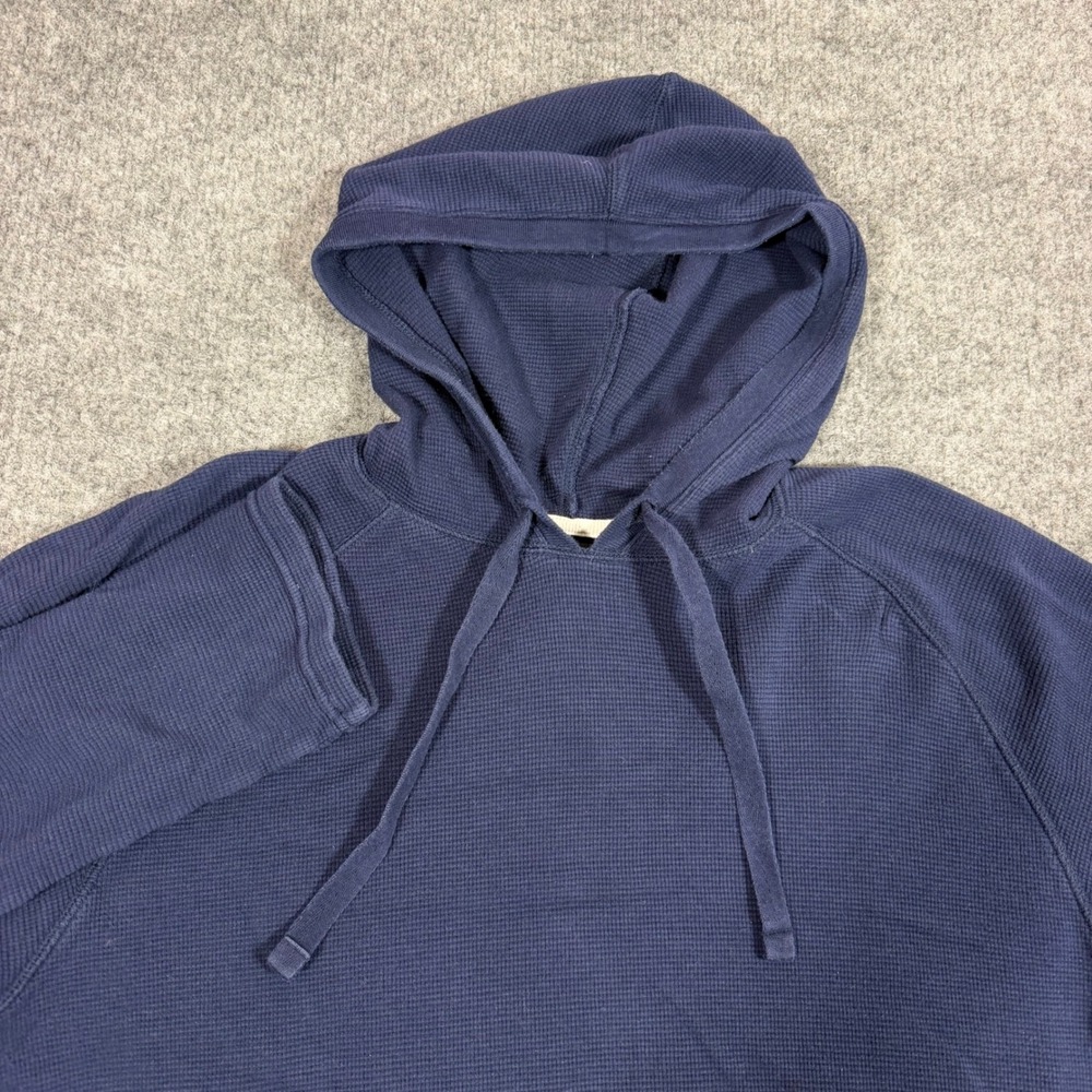 Polo Ralph Lauren Waffle Knit Thermal Hoodie Mens Size M Navy Blue Cotton GUC